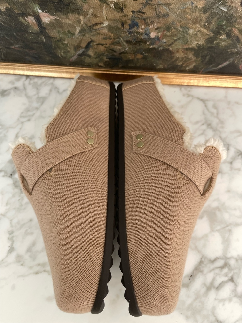 Rothy’s Cozy Buckle Clog Size 8 Lined Neutral Beige - Picture 6 of 8